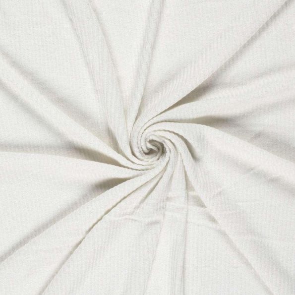 Tissu Maille côtelé Céliane uni pailleté Blanc - Par 10 cm