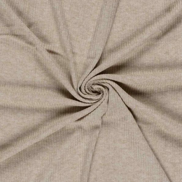 Tissu Maille côtelé Céliane uni  pailleté  Taupe - Par 10 cm