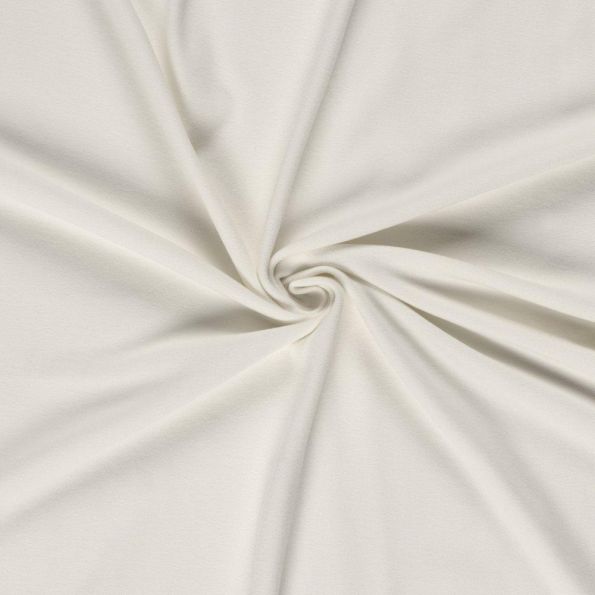 Tissu Jersey maille lourde Stefi gratté uni Blanc cassé - Par 10 cm