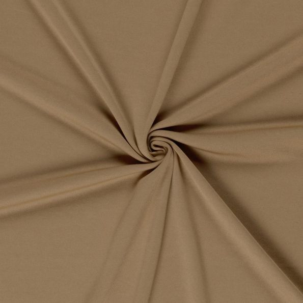 Tissu Jersey maille lourde Stefi gratté uni Camel - Par 10 cm