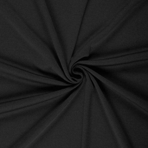 Tissu Jersey maille lourde Stefi gratté uni Noir - Par 10 cm