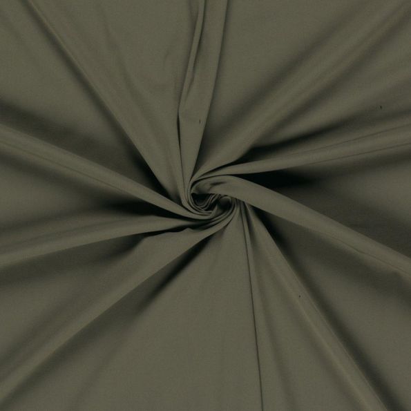 Tissu Jersey Traveler  extensible et infroissable Uni Vert kaki - Par 10 cm