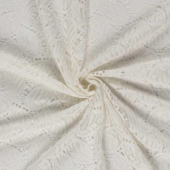 Tissu maille légère chenille ajourée Blanc - Par 10 cm