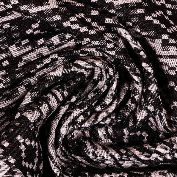 Tissu Jacquard extensible Motifs géométriques Noirs et blancs - Par 10 cm