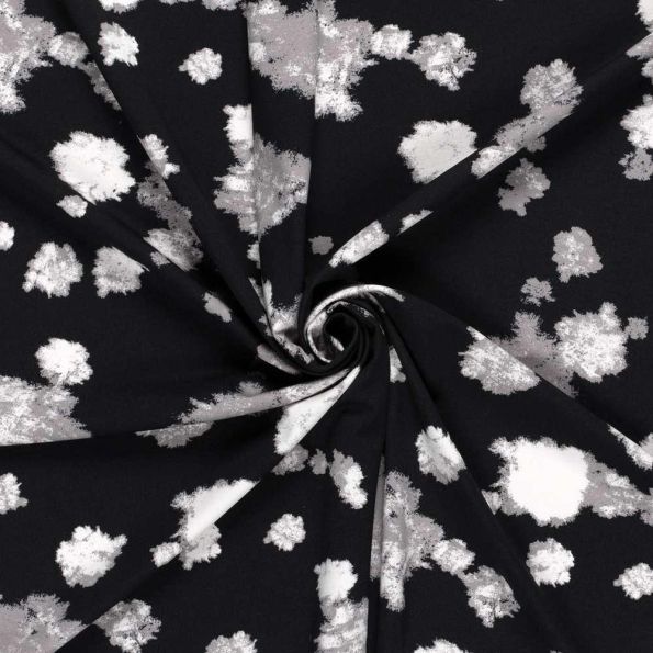 Tissu Jersey Milano Ponte Di Roma Motifs Abstraits sur fond Noir - Par 10 cm