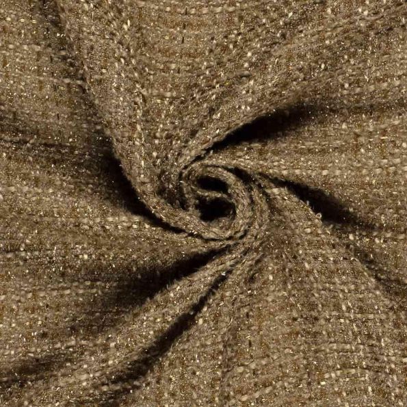 Tissu Jacquard Lurex Tweed Éclat uni Camel doré - Par 10 cm
