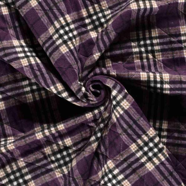 Tissu Jacquard Matelassé Micta Carreaux sur fond Magenta fuschia - Par 10 cm