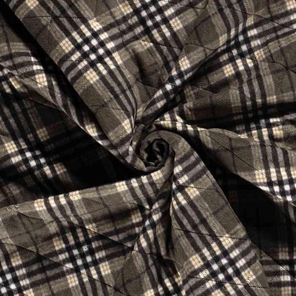 Tissu Jacquard Matelassé Micta Carreaux sur fond Gris foncé - Par 10 cm