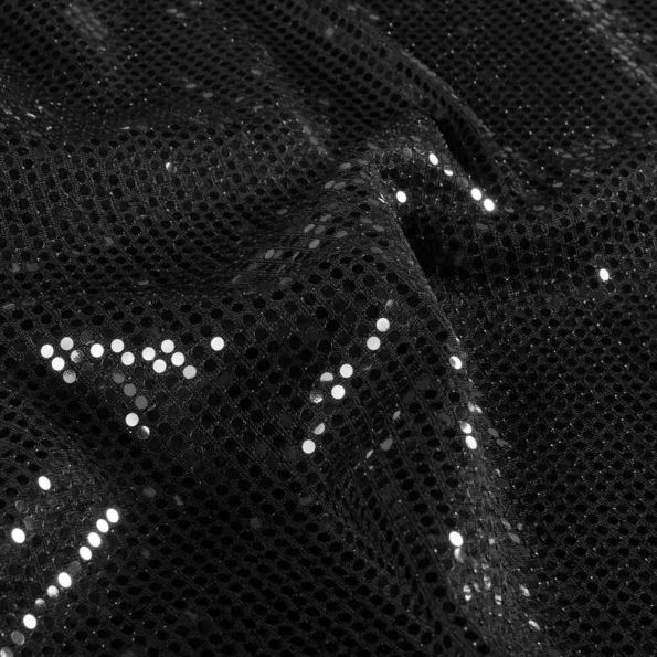 Tissu Sequins Lurex Nocturna extensible uni Noir profond - Par 10 cm
