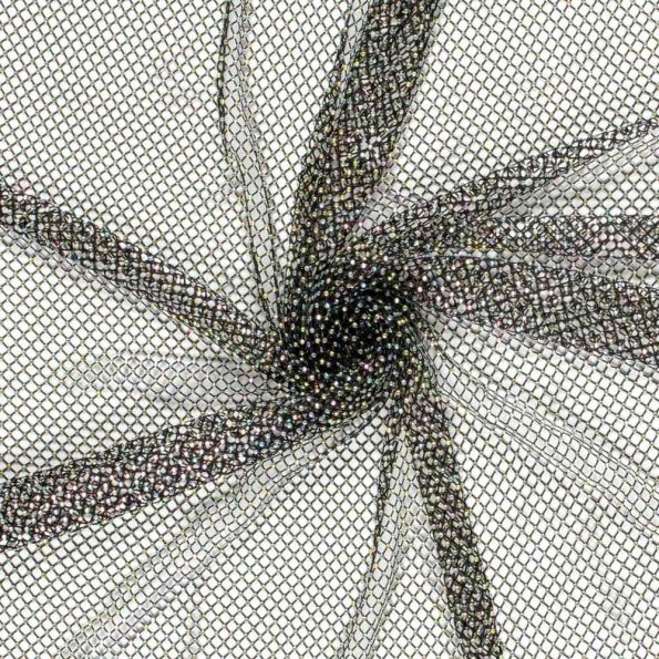 Tissu Filet mesh Strass Noir - Par 10 cm