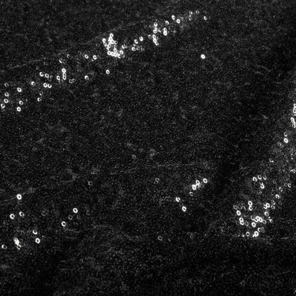 Tissu Sequins Galaxia extensible uni Noir - Par 10 cm