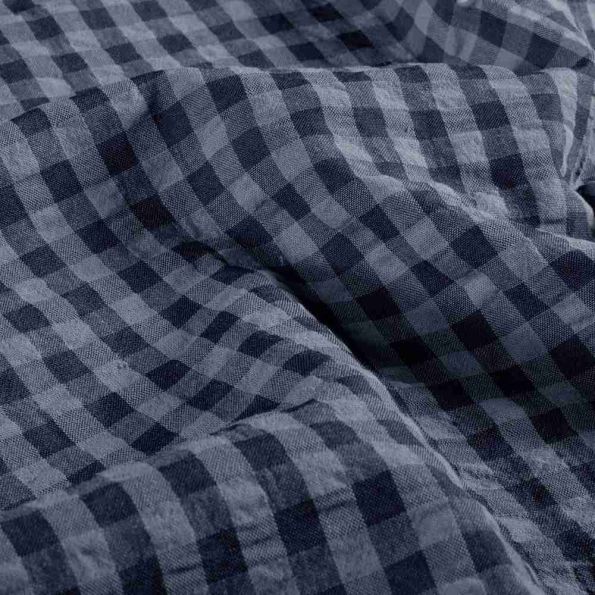 Tissu Seersucker Carreaux bleu ancien sur fond Bleu marine - Par 10 cm