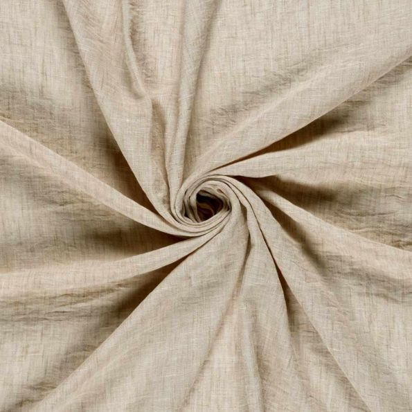 Tissu Polyester aspect Lin uni chiné Beige - Par 10 cm