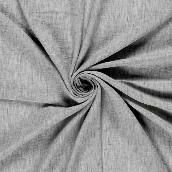 Tissu Polyester aspect Lin uni chiné Gris - Par 10 cm