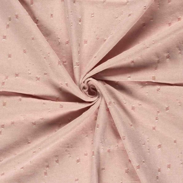 Coupon Tissu Jean Denim Adèle effet vieilli sur fond Vieux rose - Coupon de 200 cm