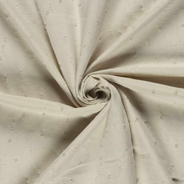 Tissu Jean Denim Adèle effet vieilli sur fond Beige - Par 10 cm