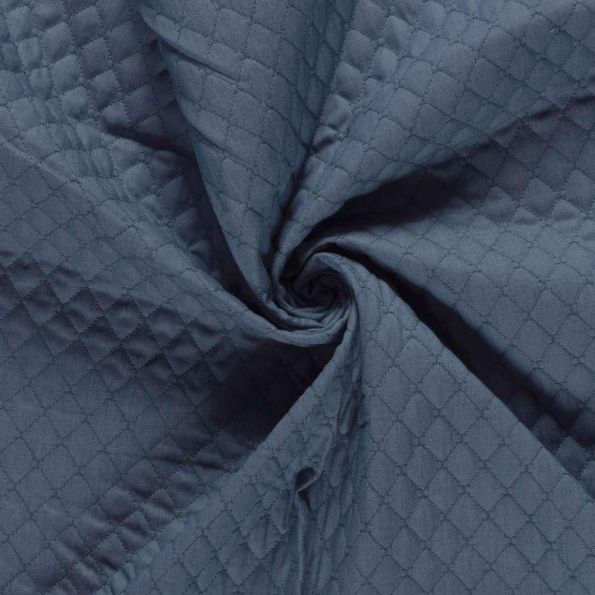 Tissu Chambray Coton Matelassé Bleu indigo - Par 10 cm