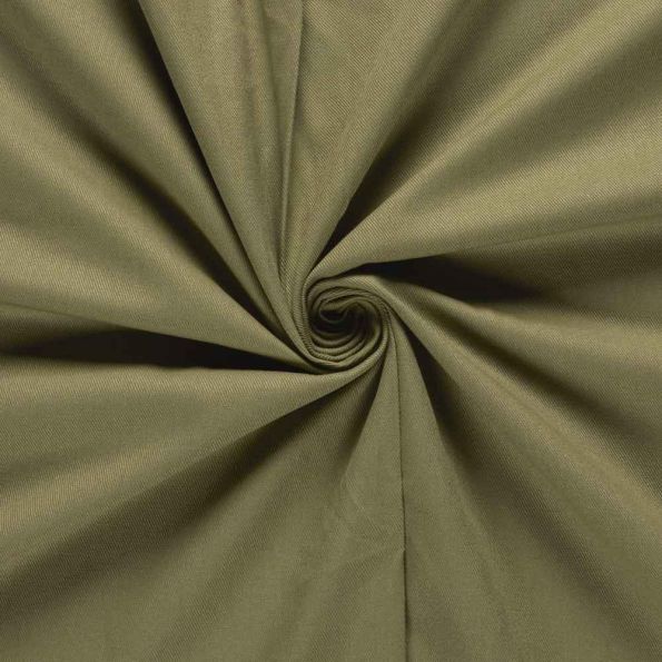 Tissu Jeans Denim Chicago uni Vert kaki - Par 10 cm