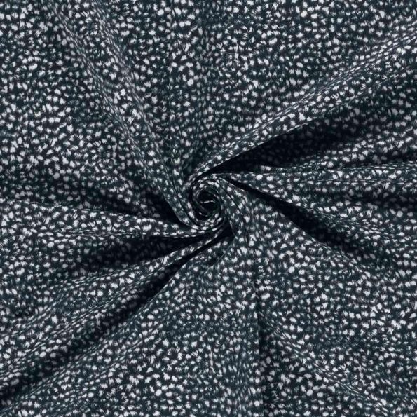Tissu Bengaline de Viscose tacheté léopard abstrait sur fond Bleu marine - Par 10 cm