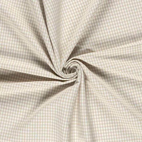 Tissu Bengaline de Viscose Mini Vichy blanc sur fond Ecru - Par 10 cm