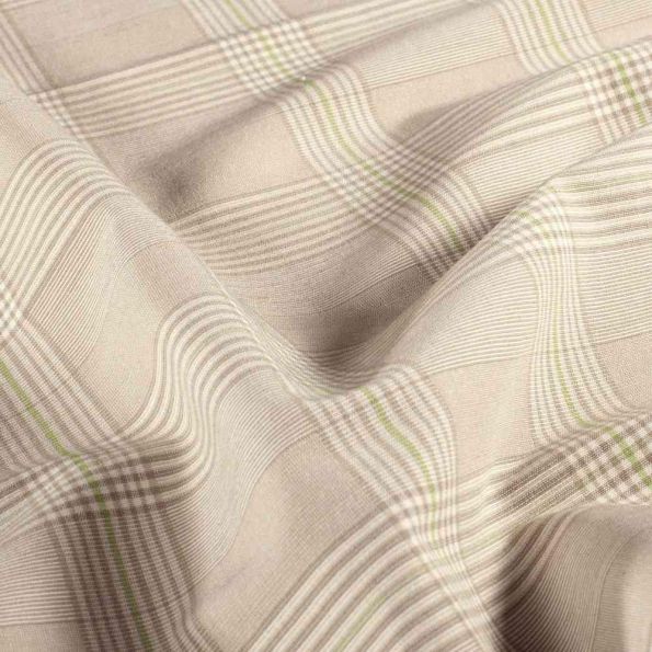 Tissu Bengaline de Viscose Carreaux Fina Ivoire sur fond Beige sable - Par 10 cm