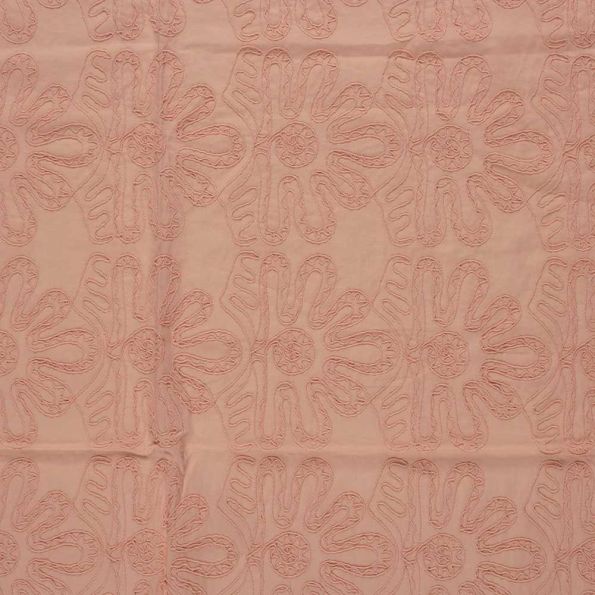 Grand Drap Ancien En Lin Brodé – Rose – 230x310 Cm – Occasion