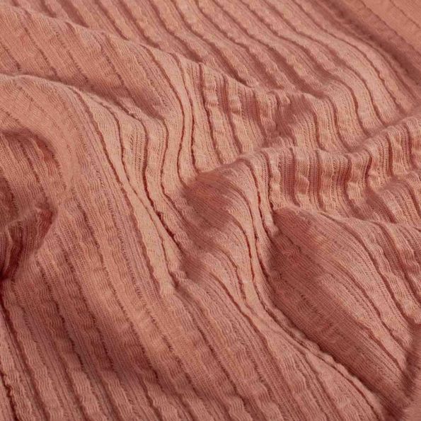 Tissu Jersey Bord Côte stretch Romy uni Corail - Par 10 cm