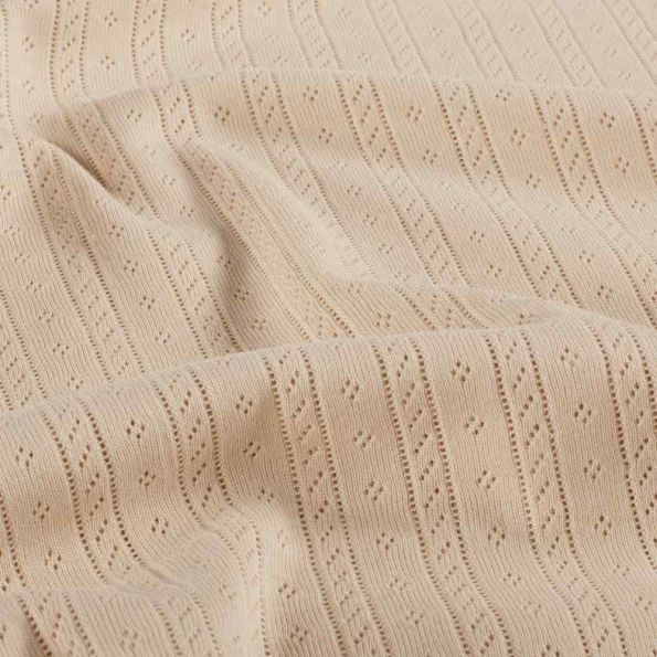 Tissu Jersey Coton ajouré Camille uni Beige - Par 10 cm