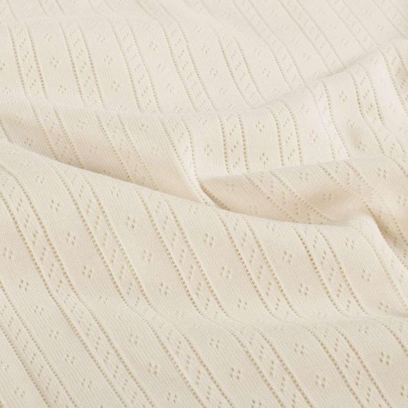 Tissu Jersey Coton ajouré Camille uni Ivoire - Par 10 cm