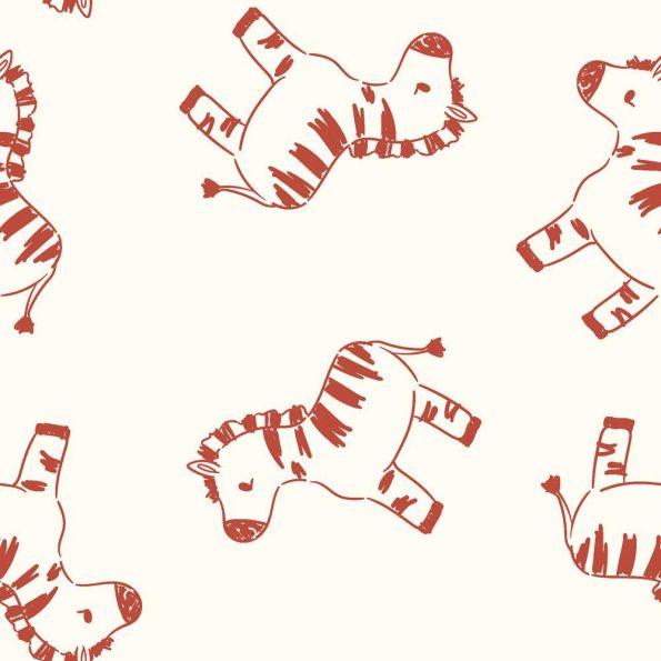 Tissu Popeline de Coton Zélie la  Zèbre sur fond Ecru - Par 10 cm