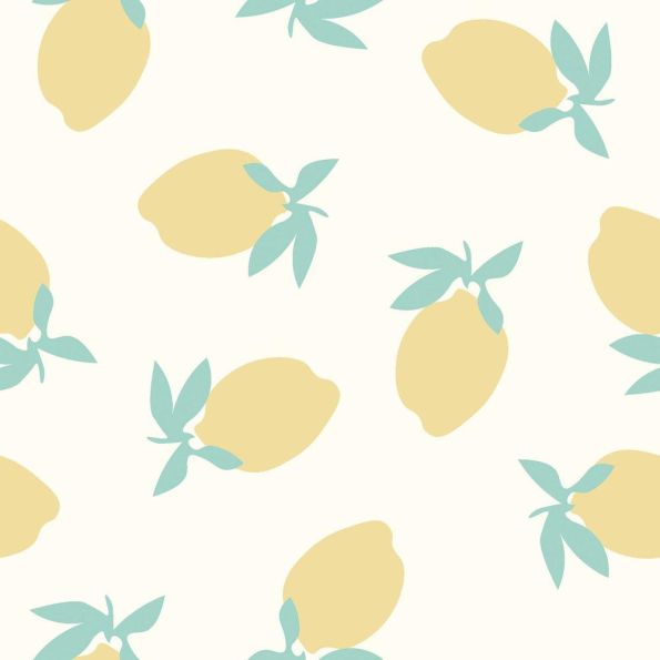 Tissu Popeline de Coton Citronnade citrons stylisés sur fond Ecru - Par 10 cm