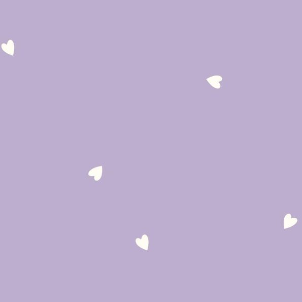 Tissu Popeline de Coton Celeste Petits coeurs blancs sur fond Lilas - Par 10 cm