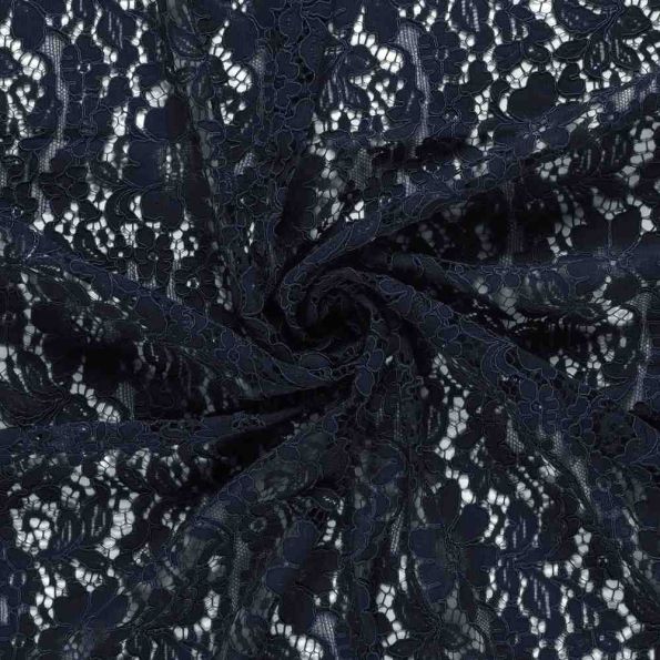 Tissu Dentelle lourde uni Bleu marine - Par 10 cm