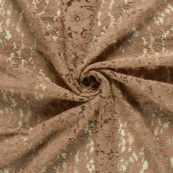 Tissu Dentelle lourde uni Saumon - Par 10 cm