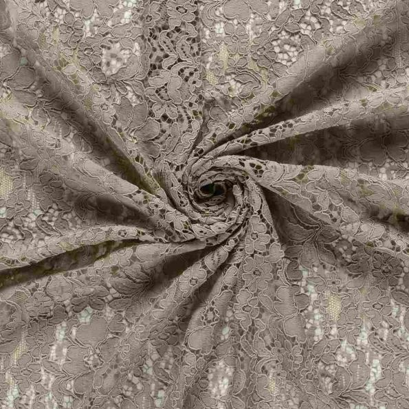 Tissu Dentelle lourde uni Beige - Par 10 cm