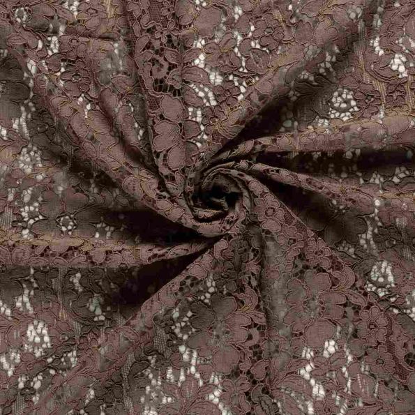 Tissu Dentelle lourde uni Taupe - Par 10 cm