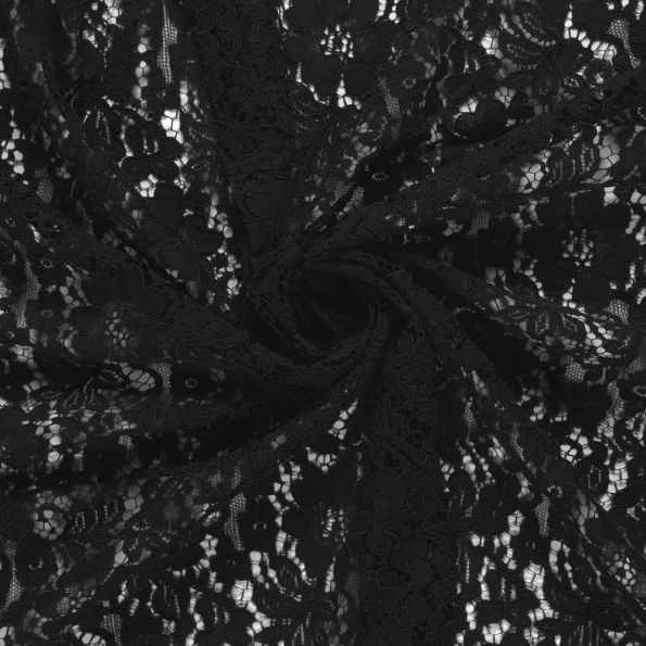 Tissu Dentelle lourde uni Noir - Par 10 cm