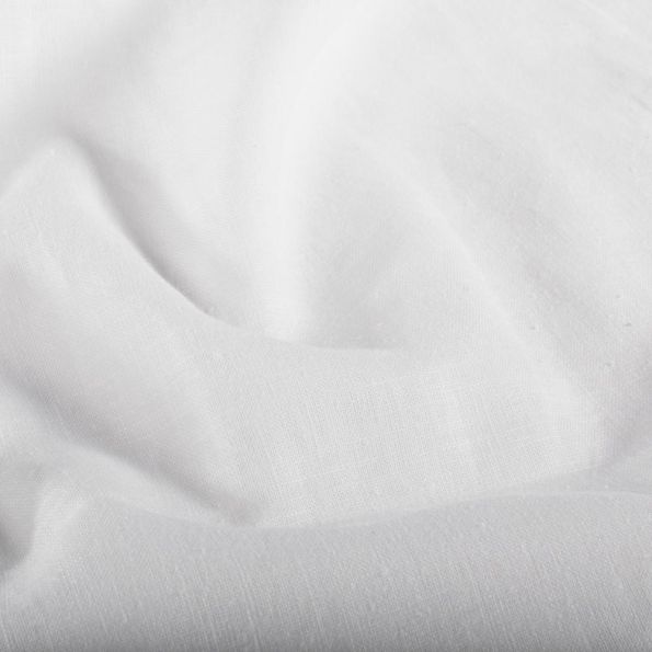 Tissu Lin Coton lavé uni Blanc pur - Par 10 cm