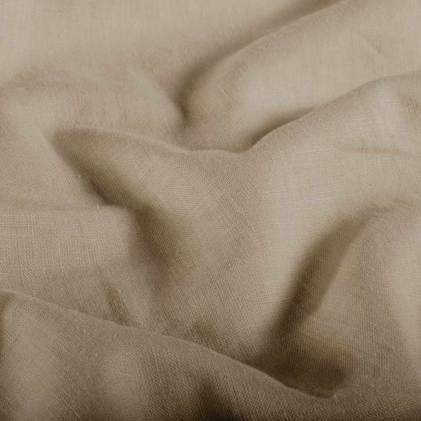 Tissu Lin Coton lavé uni Beige - Par 10 cm