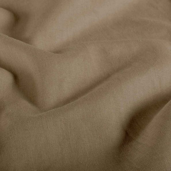 Tissu Lin Coton lavé uni Camel - Par 10 cm