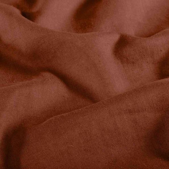 Tissu Lin Coton lavé uni Brique - Par 10 cm