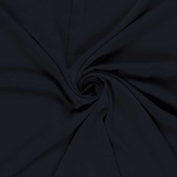 Tissu Crêpe stretch uni Bleu marine - Par 10 cm