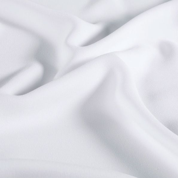 Tissu Crêpe satiné mat uni Blanc - Par 10 cm