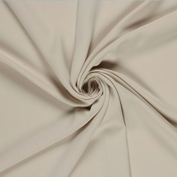 Tissu Crêpe satiné mat uni Beige clair - Par 10 cm