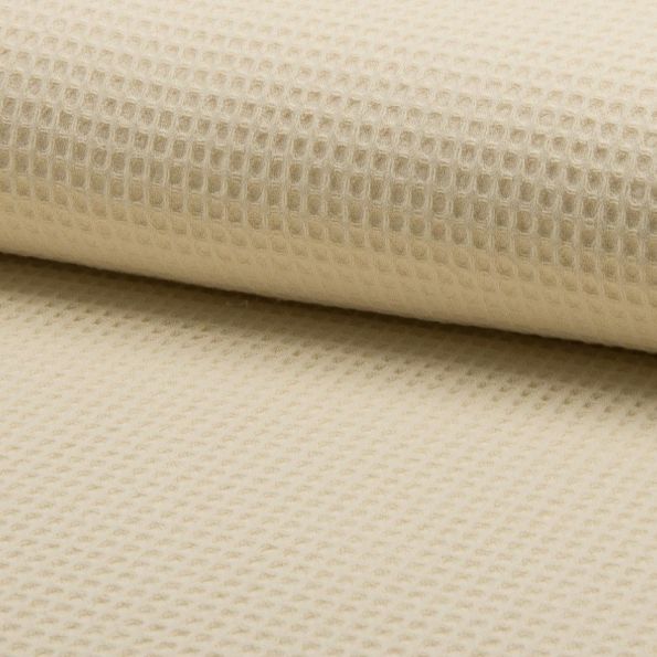 Coupon Tissu Nid d'abeille Beige sable x10cm - Coupon de 100 cm