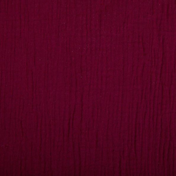Coupon Tissu Double gaze de coton uni Bordeaux - Coupon de 30 cm