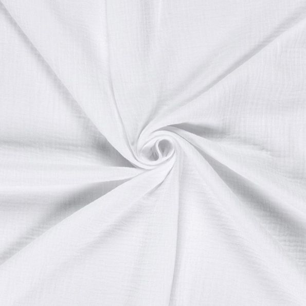 Tissu Double gaze de coton uni Blanc - Par 10 cm