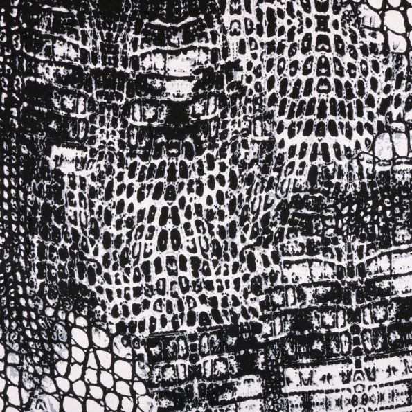 Tissu Jersey Viscose Blanc Motif Animal Noirs - Par 10 cm