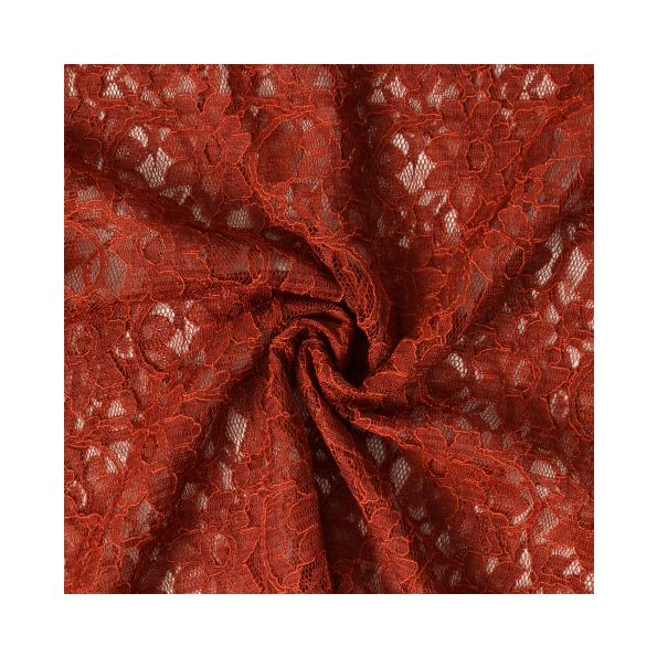 Tissu Dentelle Eva uni Brique - Par 10 cm