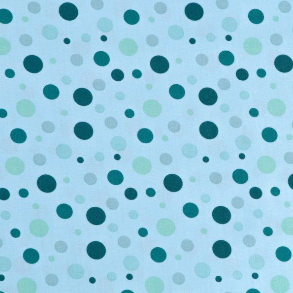 Tissu Coton Pois Vert foncé et vert menthe sur fond Vert d'eau - Par 10 cm